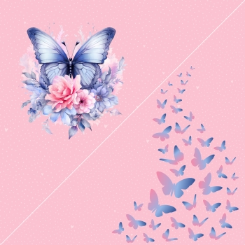 VORBESTELLUNG Just Love Panel Schmetterling rosa  Jersey Stoffduo Eigenproduktion