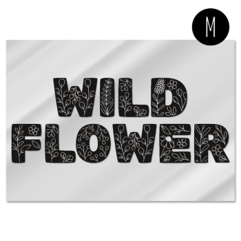 M schwarz WILD FLOWER Bügelbild Stoffduo Eigenproduktion