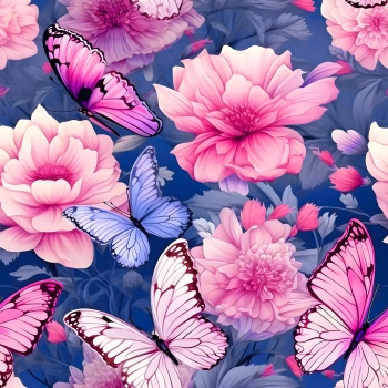 VORBESTELLUNG Peachy Flowers Blumen mit Schmetterlinge Jersey Stoffduo Eigenproduktion