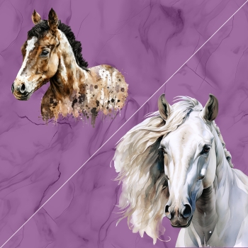 Ponyland Panel batik mauve Pferd Stoffduo Eigenproduktion