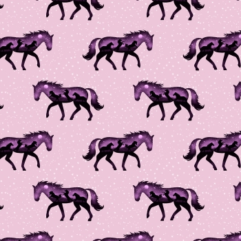 Ponyland rosa Pferde Muster Stoffduo Eigenproduktion